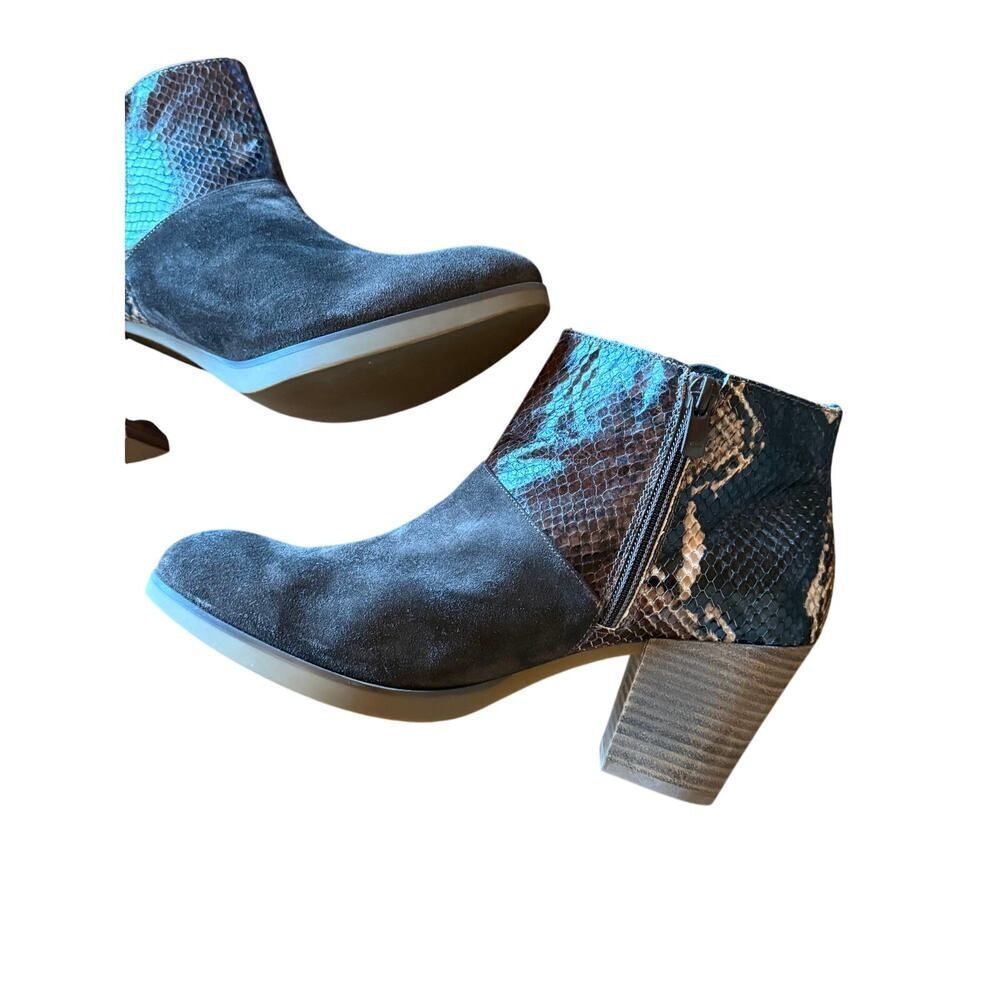 Eric Michael Booties Women 9.5 Brown Suede Snakeskin Boho Western Designer Spain - Picture 6 of 12